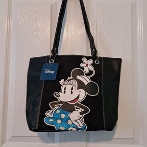 Disney Black and Blue Minnie Mouse Sparkle Tote Bag
